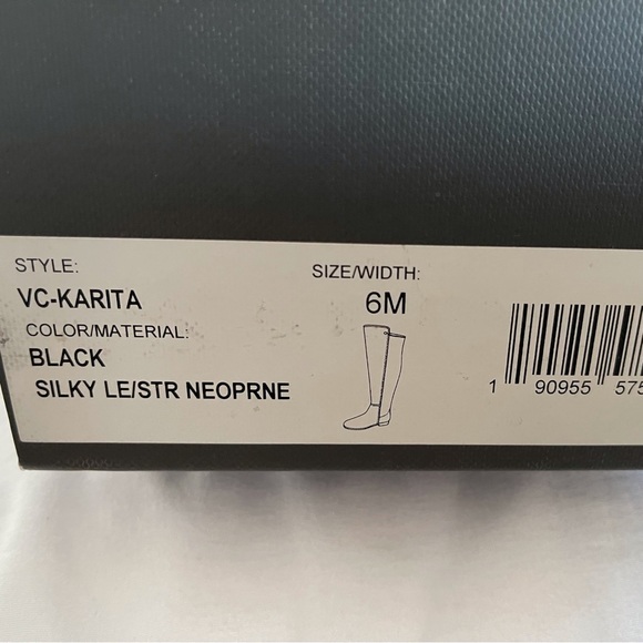 Vince Camuto knee high black leather & suede boots - Picture 6 of 9